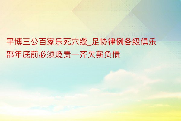 平博三公百家乐死穴缆_足协律例各级俱乐部年底前必须贬责一齐欠薪负债